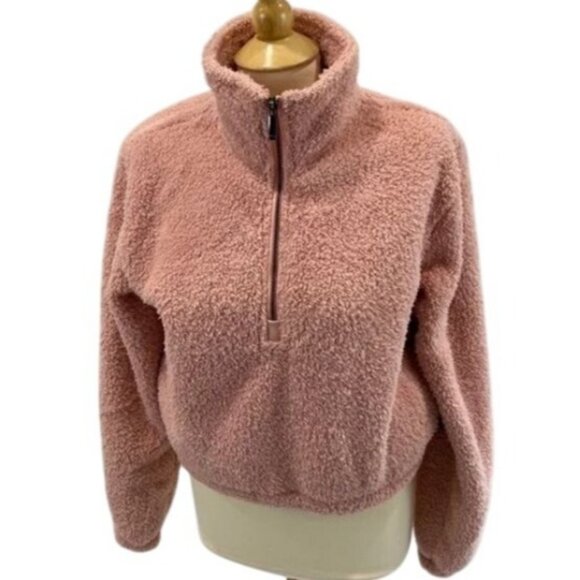 DYI Women's Tranquil 1/2 Zip Fuzzy Fleece Sweater Blush Pink Size Medium - Picture 1 of 11